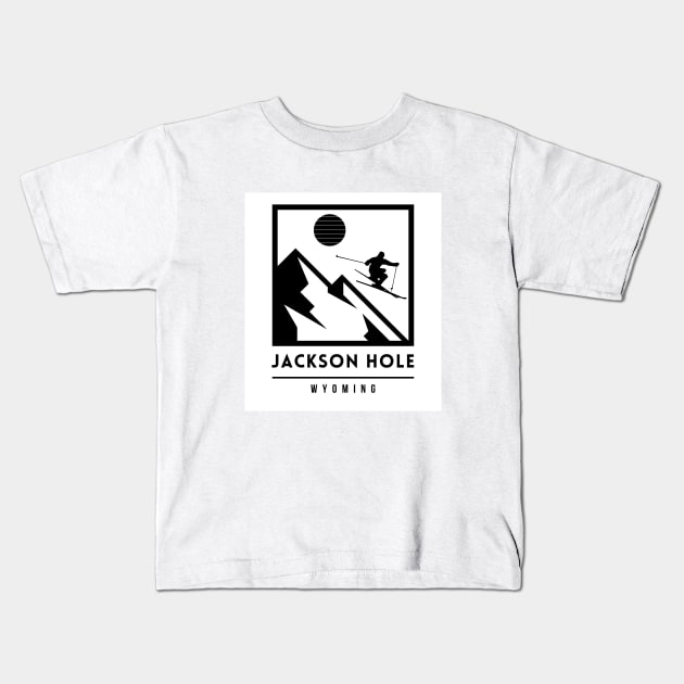 Jackson Hole Wyoming United States ski Kids T-Shirt by UbunTo